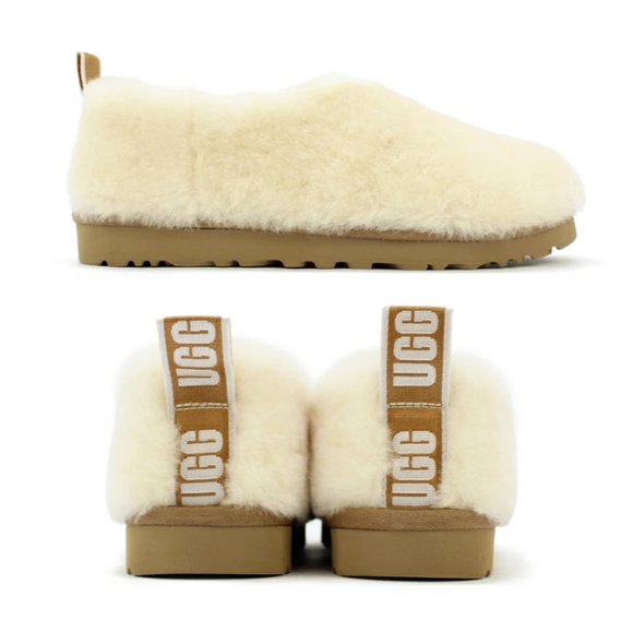 UGG Shoes - NWOB UGG Natural Classic Cozy Bootie Slipper Fluffy Sheepskin Slide Furry